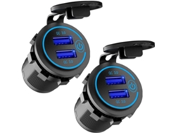Juego De 2 Cargadores Usb Para Coche Con Interruptor, Taladro Impermeable De 36 W (1.1)