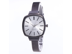 Reloj De Pulsera De Cuarzo Para Mujer Con Correa De Malla De Acero, Forma Cuadrada, Talla Única (negro)