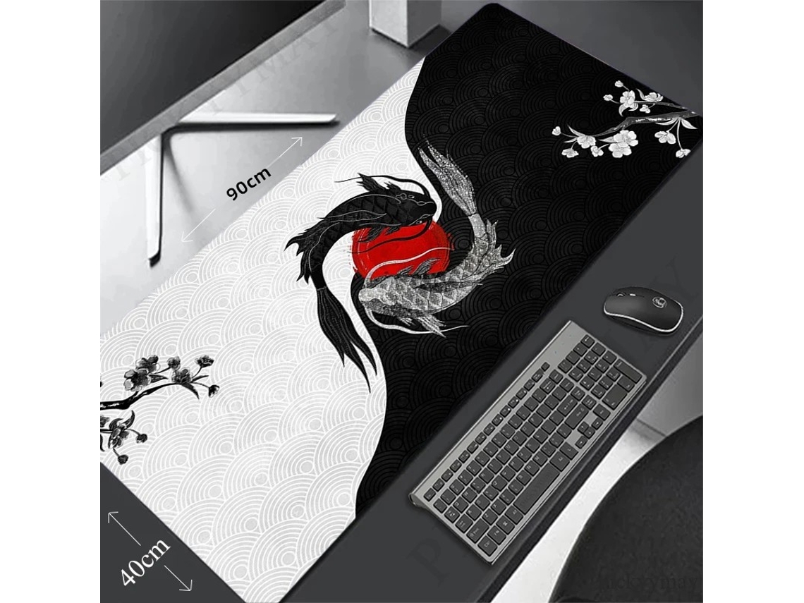 (blanco Y Negro, 300 X 600 X 2 Mm) Alfombrilla De Ratón Extragrande Xxl Con Diseño De Borde Envuelto