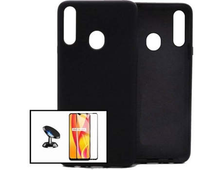 Carcasa + Protector + Soporte Magnético Samsung Galaxy A20s PHONECARE Silicona Liquida Negro