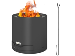 Brasero De Exterior De Ø 45 Cm Con Cenicero Y Atizador, Calefactor De Carbón Para Jardín, Camping, Patio, Acero Negro.