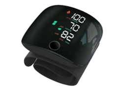 Monitor de presión arterial digital de muñeca GOKOCO con pantalla táctil LCD, control de voz inteligente y monitor de frecuencia cardíaca automático.