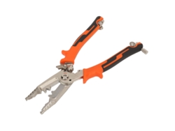 Herramienta multifuncional para pelar y crimpar cables de aluminio, cobre y fibra óptica.