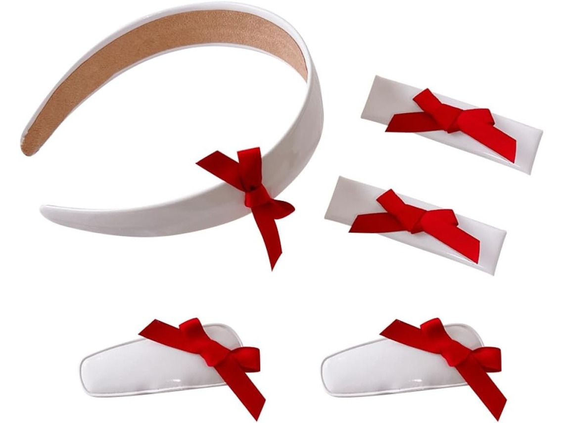 Diadema Pour Filles 5 Pièces Nœud Large Crème, Accessoires Cabello Bébé, Pinces A Assorties, Usage