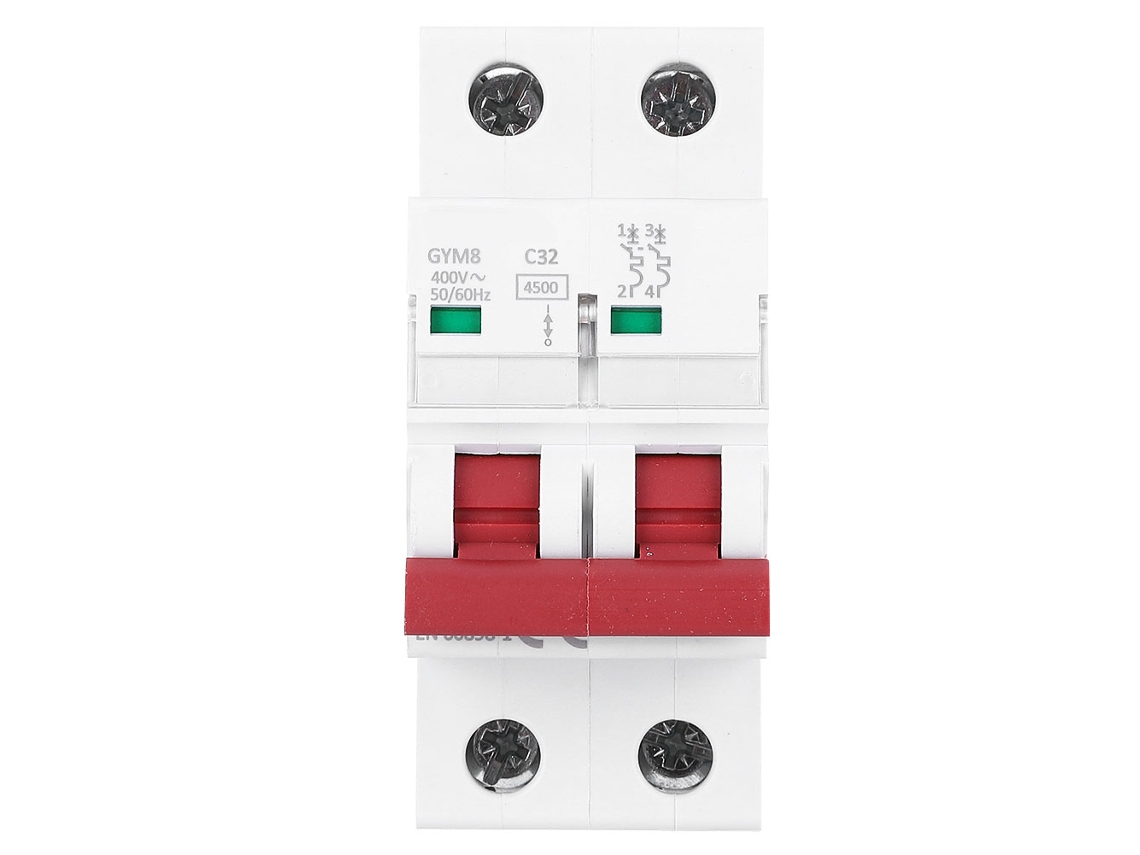 Disyuntor Miniatura Gym8 2p 400 Vca 50/60 Hz Con Protección Contra Sobrecargas Y Cortocircuitos.