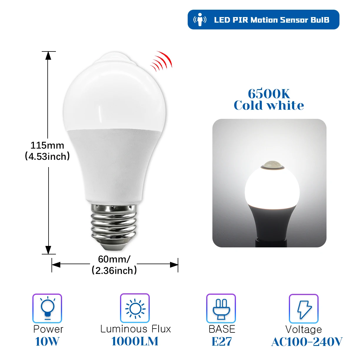 Bombilla Led De Inducción E27 De 10 W (6500 K, 2 Bombillas), De Bajo Consumo, Para Uso Doméstico.