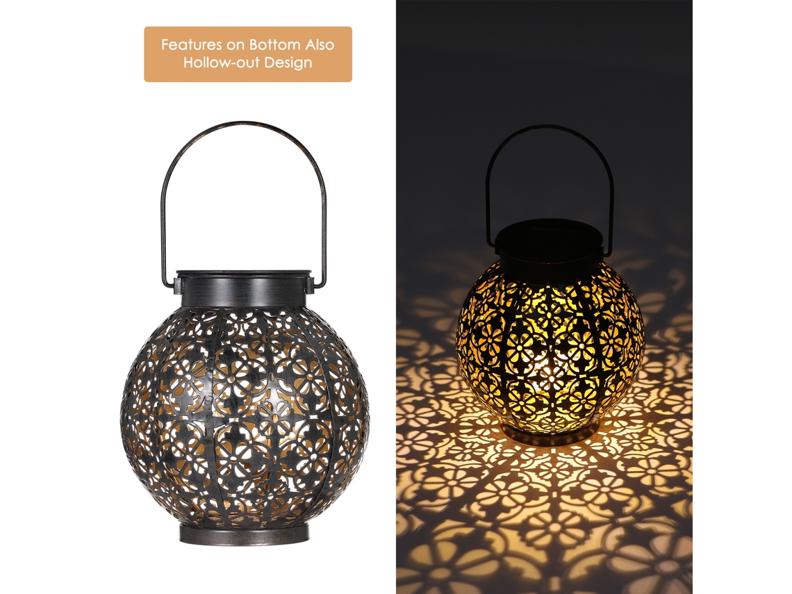 2026-linterna Solar Colgante Exterior, 2 Pack, Diseño Hueco, Metal Decorativo, Led, Control De Luz Sensible, Ip44, Para Patio Jardín Balcón
