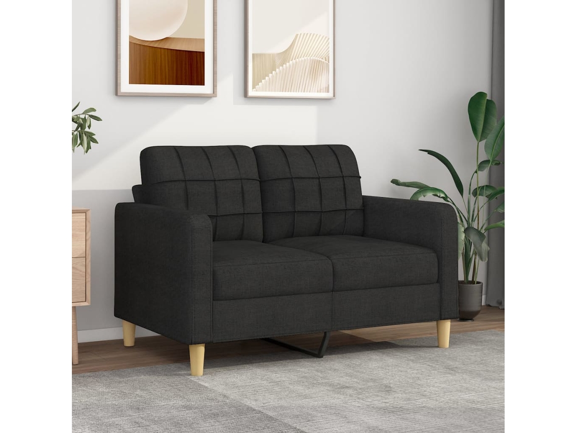 Sofá De 2 Plazas | Sofá De Salón | Sofá De Descanso De Tela Negro 120 Cm Wsd692258