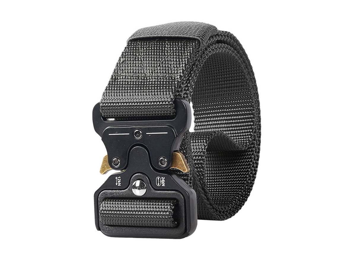 Vlrla-cinturón De Entrenamiento Al Aire Libre 3.8cm Con Hebilla Metálica Para Camping Caza Senderismo Pesca Negro 125cm