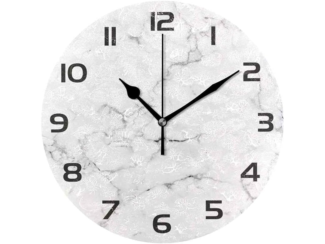 Reloj de pared redondo moderno de 12 pulgadas con diseño de mármol, silencioso y a pilas para decorar la sala de estar.