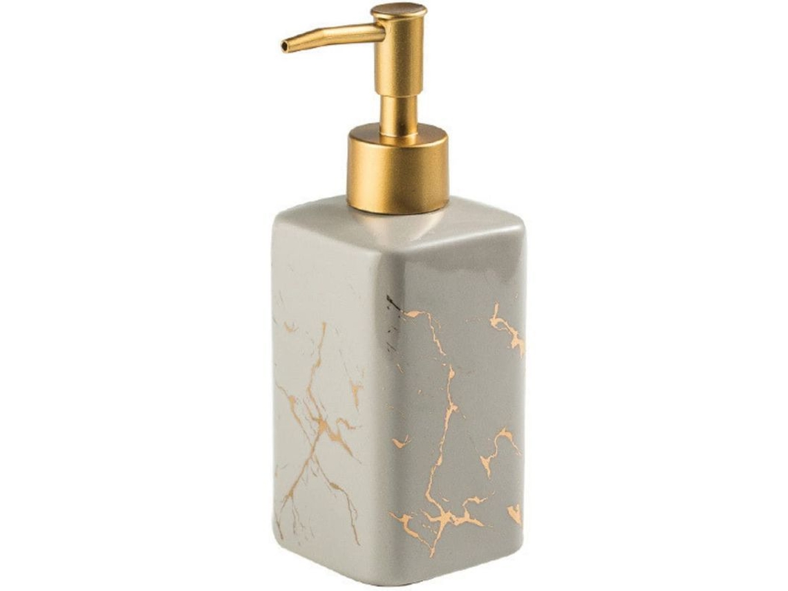 2026-dispensador De Jabón De Cerámica Con Incrustaciones De Oro Mármol, Para Baño Y Cocina (caqui)
