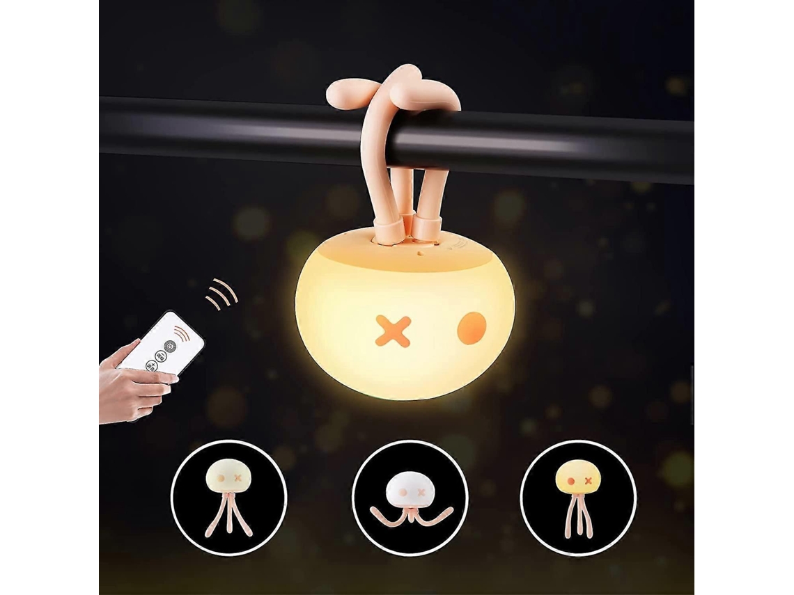 Luz nocturna infantil, lámpara LED portátil recargable con forma de medusa, infrarrojo Rosewell