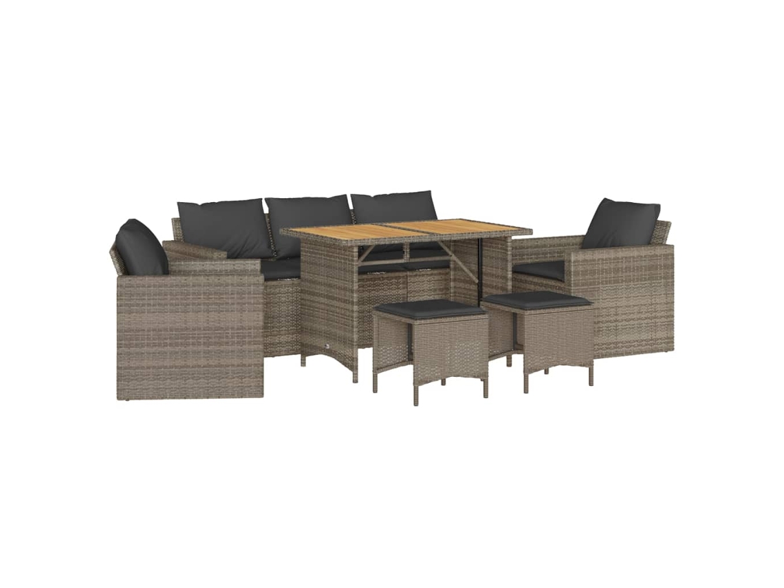Conjunto de 6 sofás de jardín de mimbre gris con cojines MAISON EXCLUSIVE (80x200 cm)
