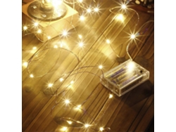 Rebe-luz De Cadena Led 100 Luces Decorativas Con Pila, Cable De Cobre (10m, Blanco Cálido)