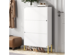 Zapatero Moderno 3 Puertas - Gran Capacidad, Patas Doradas, Estilo Práctico - Blanco
