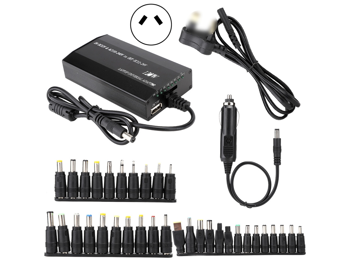 Adaptador De Energia Universal 120w Para Carro E Casa Com 34 Conectores Dc Para Laptop E Dispositivos Móveis