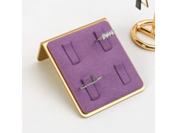 Porta Anillos De Fieltro Morado Pequeño, Base De Metal, 4 Clip, Display Joyería