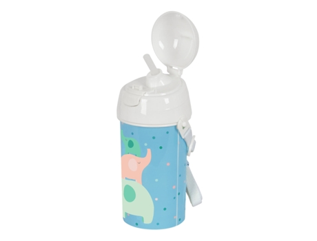 Botella con Tapa y Pajita Safta Elefantes Verde PVC 500 ml