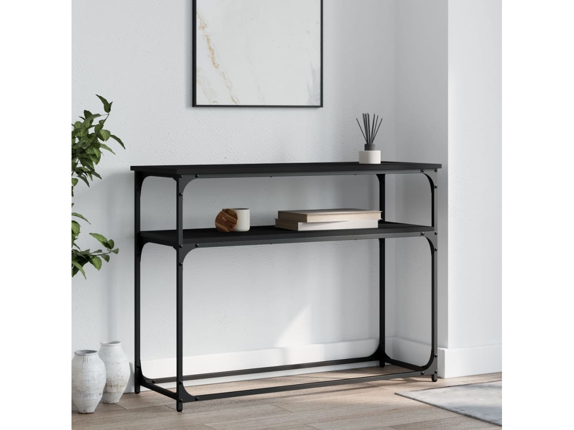 Mesa Consola Madera De Ingeniería Negra 100x35,5x75 Cm