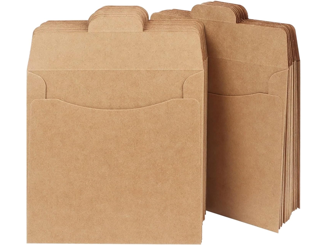 50 Marrón Almacenamiento Embalaje Papel Bolsas De Kraft Para Cd, Sobres Duraderos Y Reutilizables