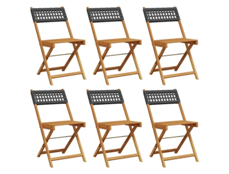 Conjunto 6 Silla De Jardín VIDAXL Negro Madera