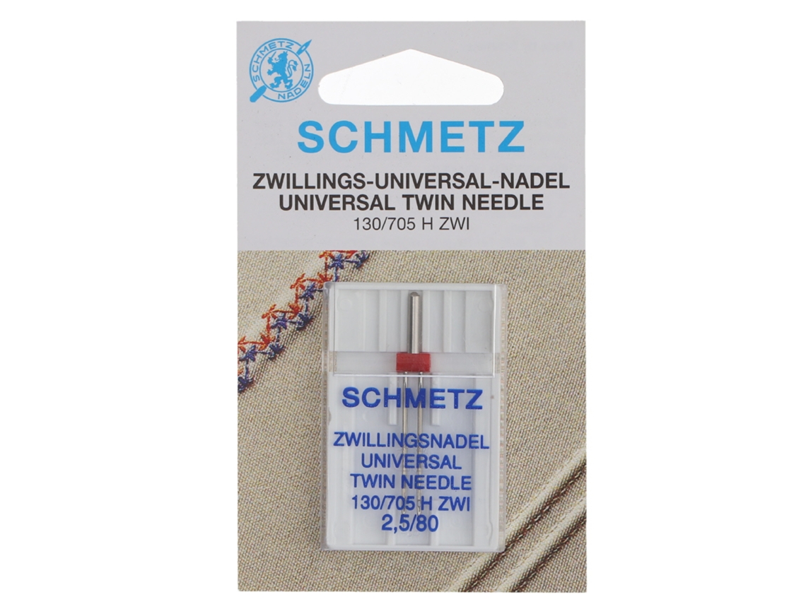 Aguja Schmetz Gemela Universales 130/705 H Zwi 2.5/80. Pack 1 Aguja