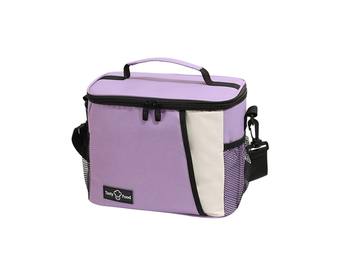 Bolsa térmica grande reutilizable para el almuerzo con correa ajustable para el hombro, fabricada en tela Oxford. MDUG (morado)