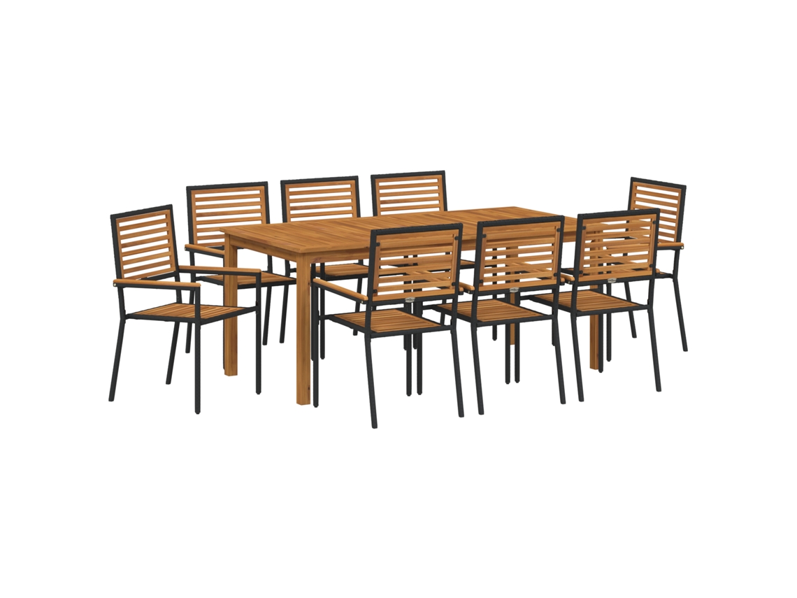 Conjunto de comedor de jardín VidaXL de 9 piezas con cojines en madera negra