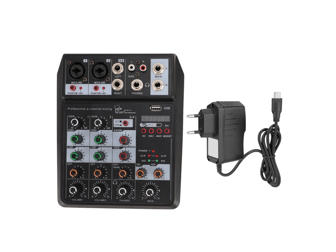 Mesa De Mezclas Profesional De 4 Canales Con Interfaz De Audio Bluetooth Para Grabación Y Streaming (ue)