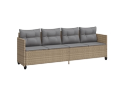 Chaise longue de mimbre beige con cojines EXCLUSIVA MAISON
