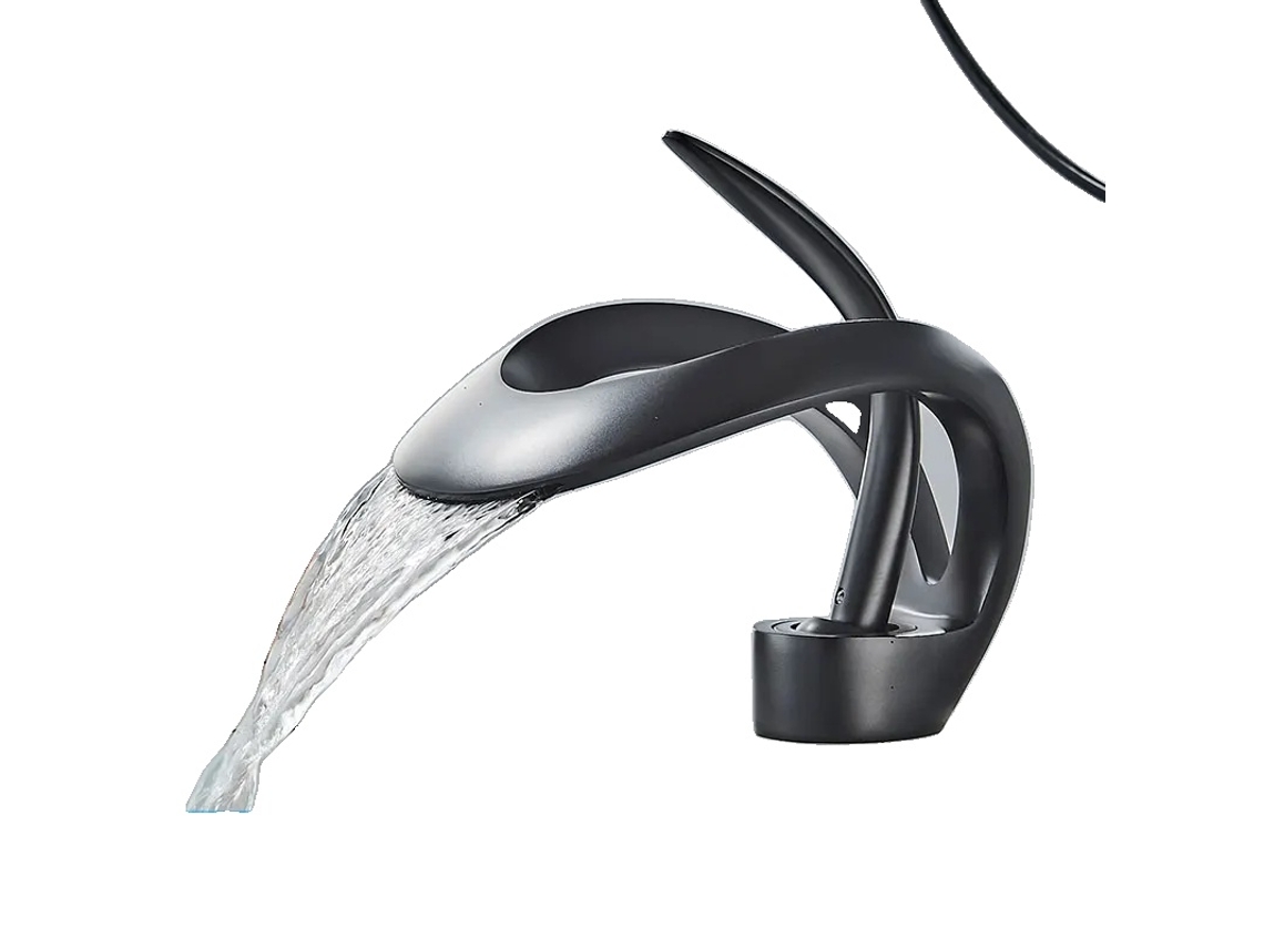 Grifo para lavabo de baño, contemporáneo, monomando, válvula de cerámica duradera, negro mate OEM
