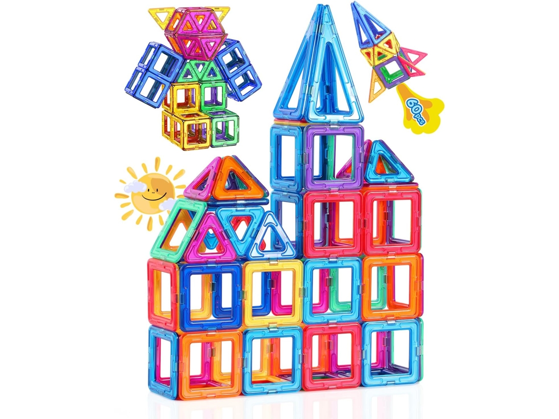 Puzzle Theefun 60 Piezas Clp-32 Bloques de Construcción Magnéticos, 60 Piezas Construcciones Magnéticas Niños 3 4 5 6 7 8 Años de Creatividad