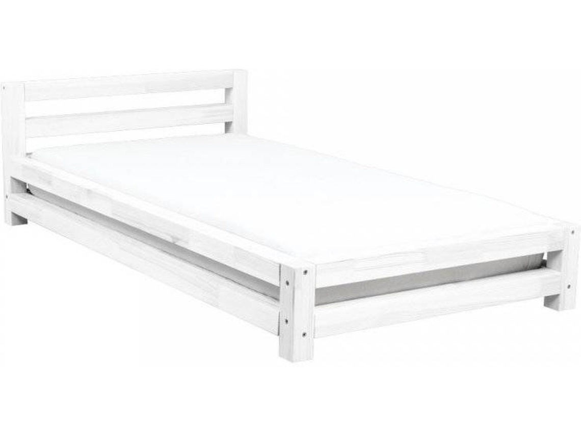 Cama Moderna BENLEMI (Blanco - Madera - Compatible con colchón: 90x200 cm)