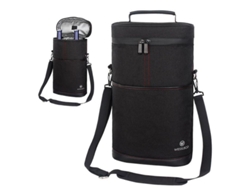 2026-4873-bolsa Isolada Portátil Para Vinos Resistente A Fugas Con Correa Ajustable Y Divisorio Acolchado Negro