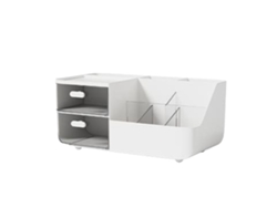 Organizador De Maquiagem Com 2 Gavetas Multifuncional Para Vanity Desktop Armazenamento De Cosméticos E Skincare Branco