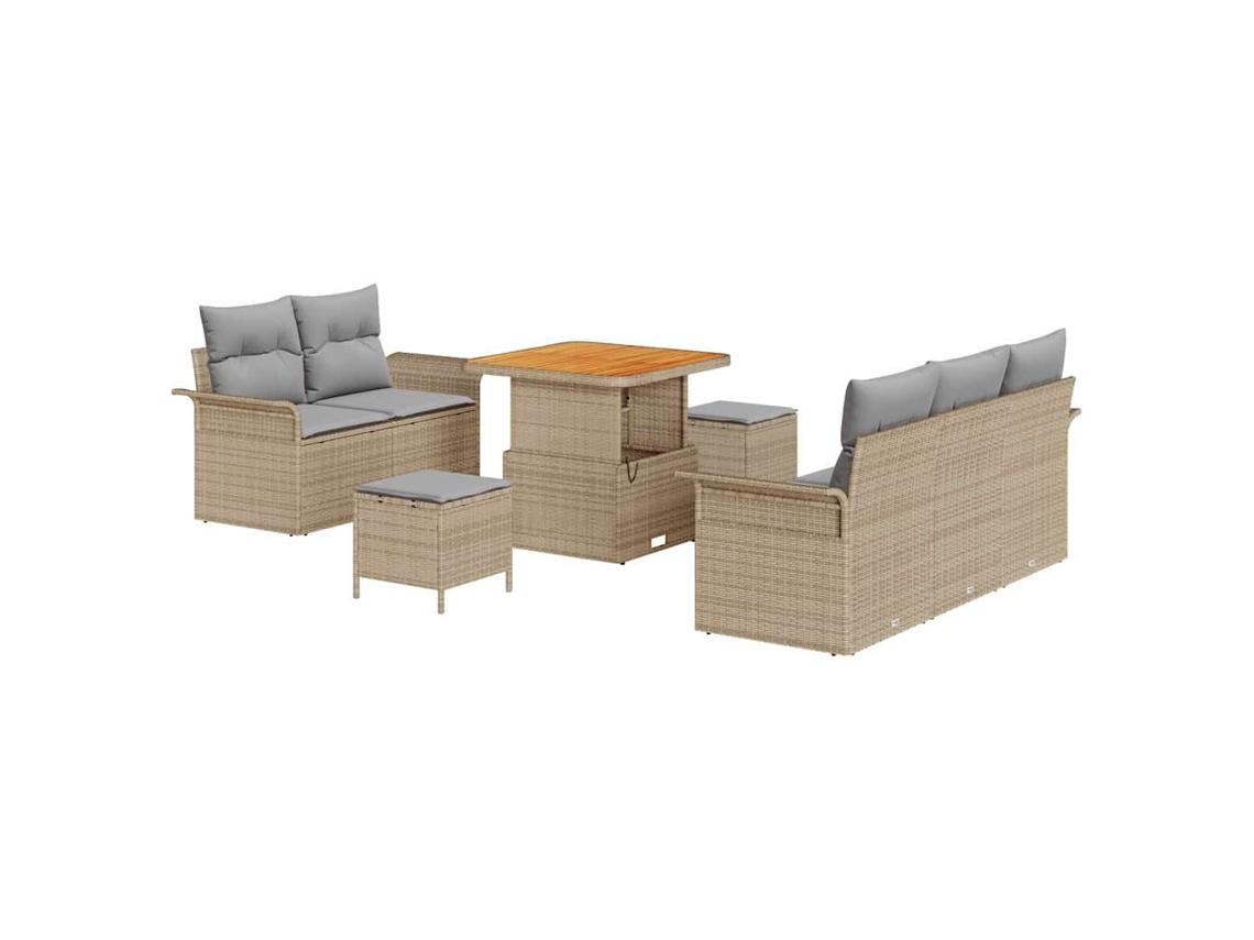 Maison Exclusive - Conjunto De Sofá De Jardín Con Cojín 8 Pcs Beige Y Gris Claro
