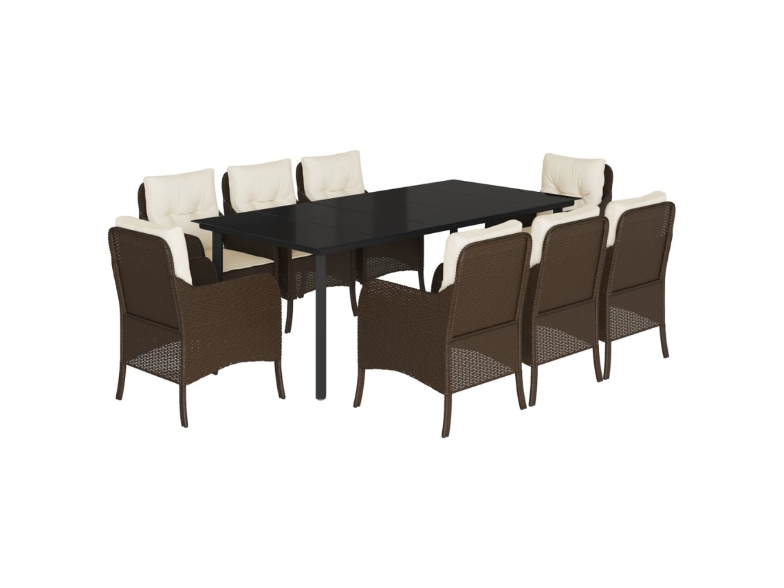 Maison Exclusive - Set Comedor Para Jardín 9 Pzas Y Cojines Ratán Sintético Marrón