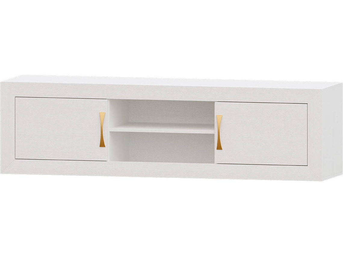 Mueble de TV MUEBLAM Niza (180x50x42 cm - Melamina - Blanco y Dorado)