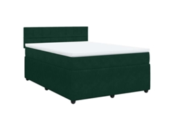Maison Exclusive - Cama Box Spring Con Colchón Terciopelo Verde Oscuro 140x200 Cm