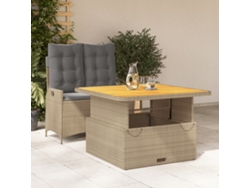 Conjunto de comedor de jardín de 2 piezas con cojines de mimbre beige de DKD Home Decor
