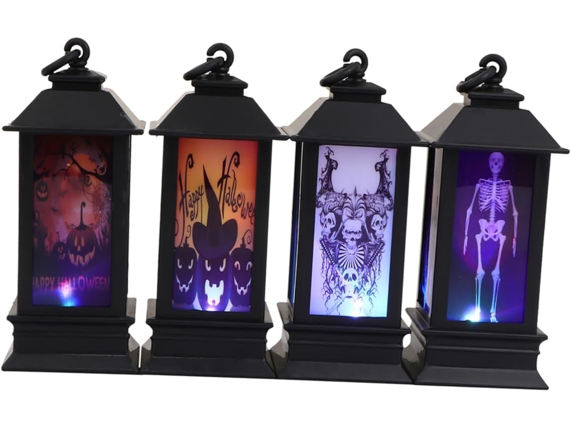 Juego de 4 luces LED de noche con diseño de calabaza para Halloween, luces vibrantes para decoración de fiestas Gokoco