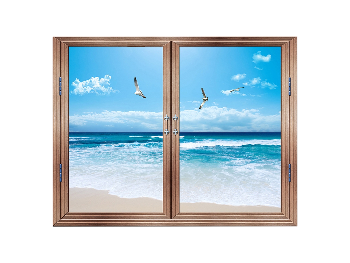 Pegatinas de pared de la naturaleza, bosque y lago, ventana 3D removible Kofihety