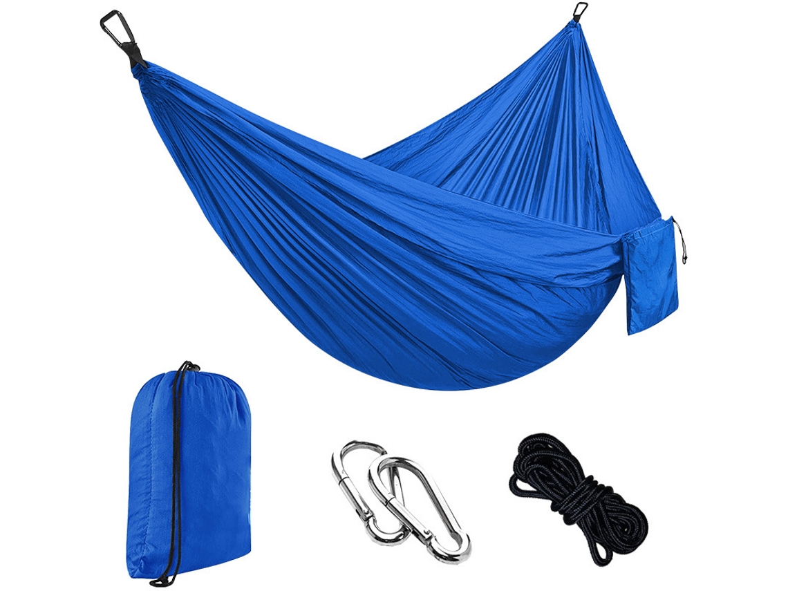 Hamaca Individual Chrui Con Cuerda De 2 M Y Mosquetón, 270 X 140 Cm (azul Rey)