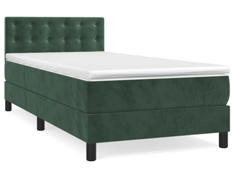 Cama con somier VIDAXL (Verde - Terciopelo - 193 x 90 x 88 cm)