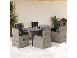 Juego de comedor de jardín de 7 piezas con cojines de mimbre gris claro de DKD Home Decor