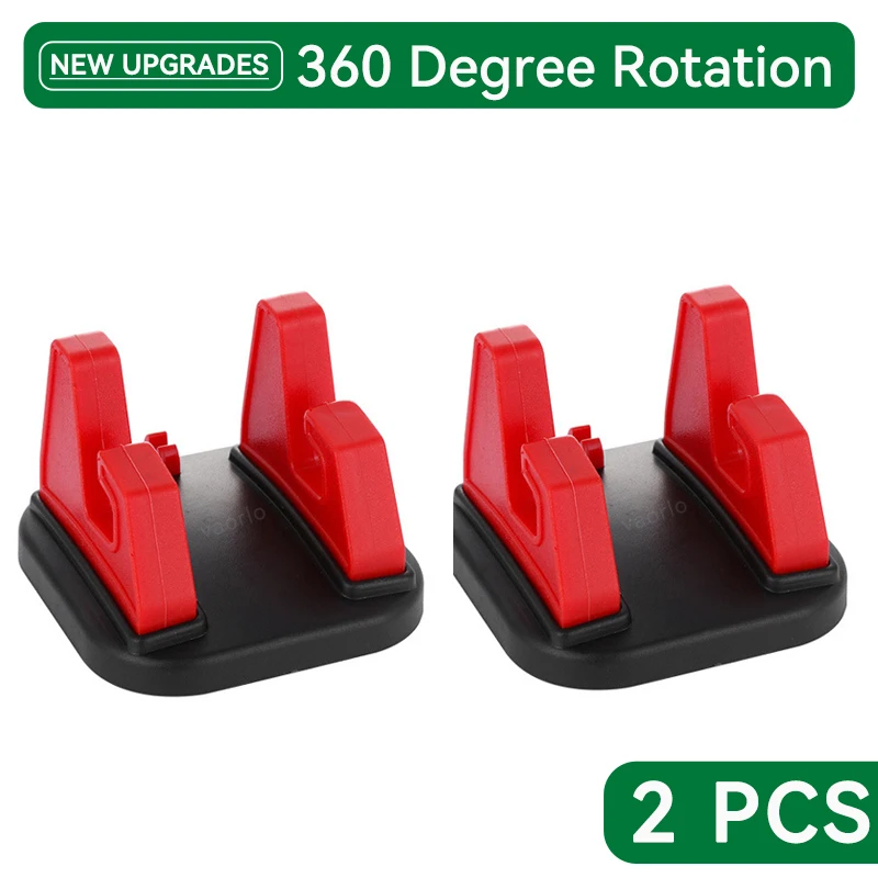 Soporte de teléfono para coche antideslizante giratorio de 360°, soporte universal para navegación, rojo, 2 unidades