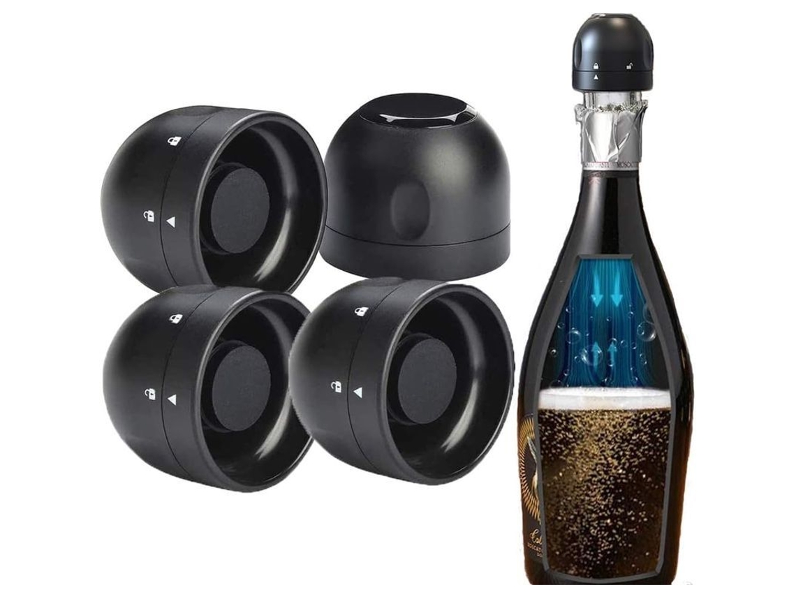 4 Tapones Reutilizables Para Botellas De Champán, Selladores Para Vino Espumoso Con Caja, Selladores De Botellas