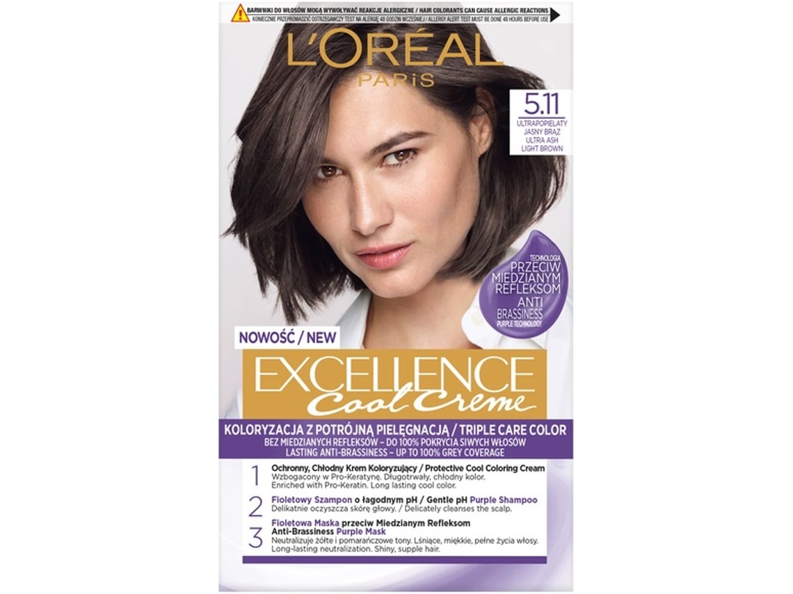 Tinte Capilar Excellence Cool Creme 5.11 Castaño Ultra Claro Loreal Paris