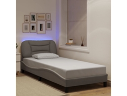 Estructura Cama Con Led Sin Colchón Tela Taupe 90x200 Cm