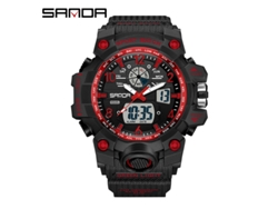 Reloj Electrónico De Moda (negro Y Rojo para Mujer) Con Acabado Luminoso, Resistente Al Agua Y A Los Golpes. Alarma.